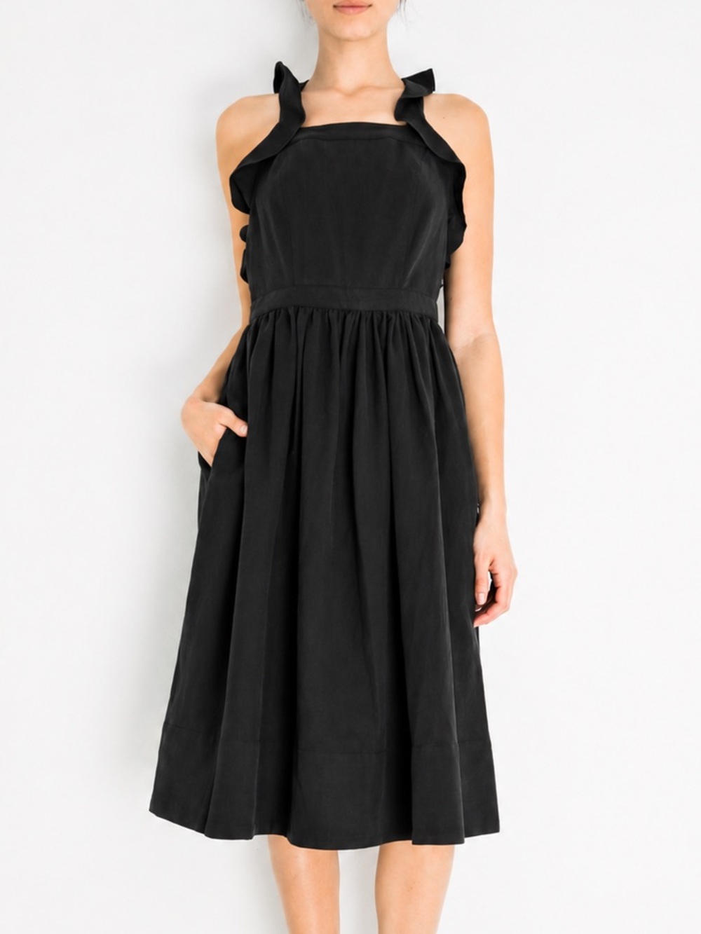Ulla Johnson Linen Willa Pinafore Dress Black Size 10